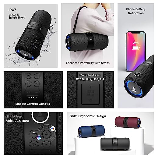 boAt Stone 1200 14W Bluetooth Speaker with Upto 9 Hours Battery, RGB LEDs, IPX7 and TWS Feature(Black) boAt Stone 1200 14W Bluetooth Speaker with Upto 9 Hours Battery, RGB LEDs, IPX7 and TWS Feature(Black)